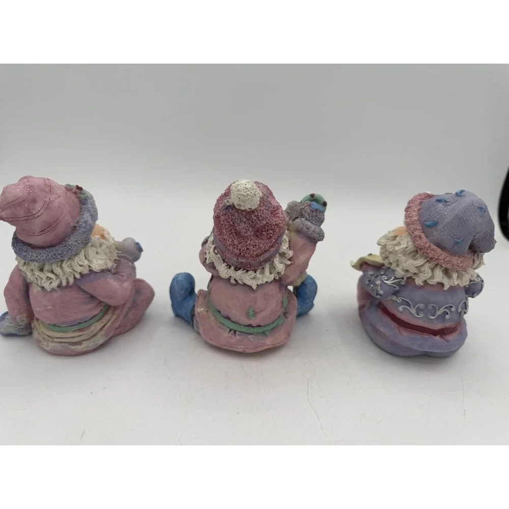 🎄Home Interiors Sugar Plum Santa's–Set of 3 Figurines–Funny, Sparkly, Cute!🎅❄️
